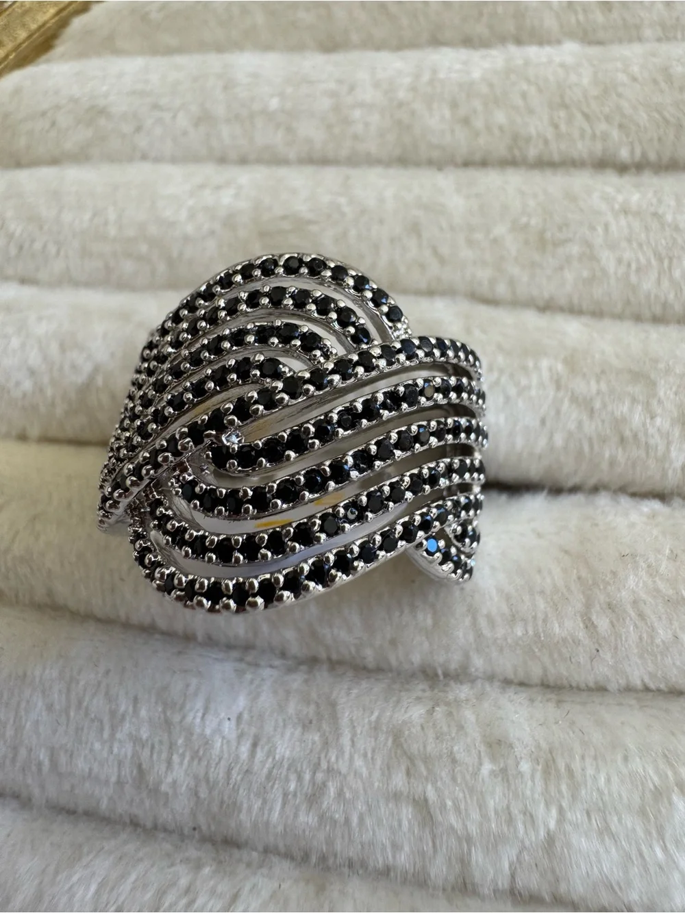 Dazzling Defiance - Black Onyx CZ Rhodium - Wave OG Ring- Bomb Party